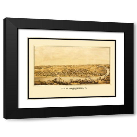 Fredericksburg Virginia - Sachse 1863 Black Modern Wood Framed Art Print with Double Matting by Sachse