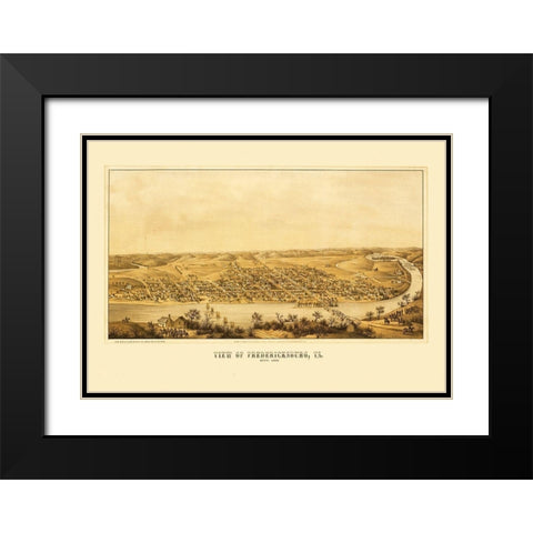 Fredericksburg Virginia - Sachse 1863 Black Modern Wood Framed Art Print with Double Matting by Sachse
