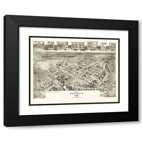 Franklin Virginia - Fowler 1907 Black Modern Wood Framed Art Print with Double Matting by Fowler