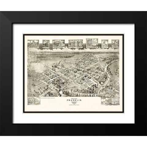 Franklin Virginia - Fowler 1907 Black Modern Wood Framed Art Print with Double Matting by Fowler