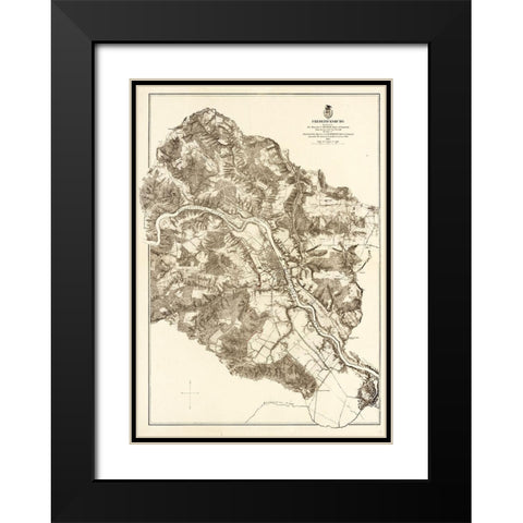 Fredericksburg Virginia - Milcher 1867 Black Modern Wood Framed Art Print with Double Matting by Michler