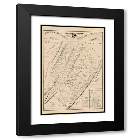 Frederick County Virginia - James 1809 Black Modern Wood Framed Art Print with Double Matting by James