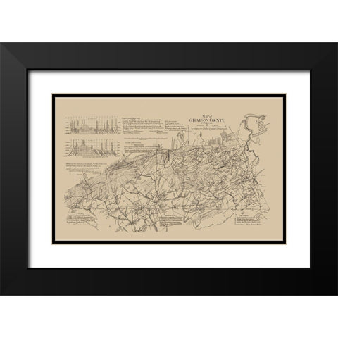 Grayson County Virginia - Boyd 1897 Black Modern Wood Framed Art Print with Double Matting by Boyd