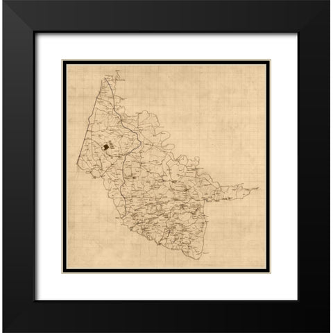 Hanover County Virginia - 1860 x 23 x 23.57 Black Modern Wood Framed Art Print with Double Matting by Unknown