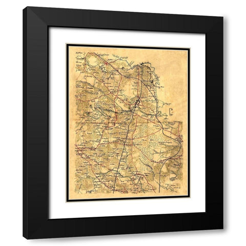 Hanover County Virginia - 1860 Black Modern Wood Framed Art Print with Double Matting by Unknown