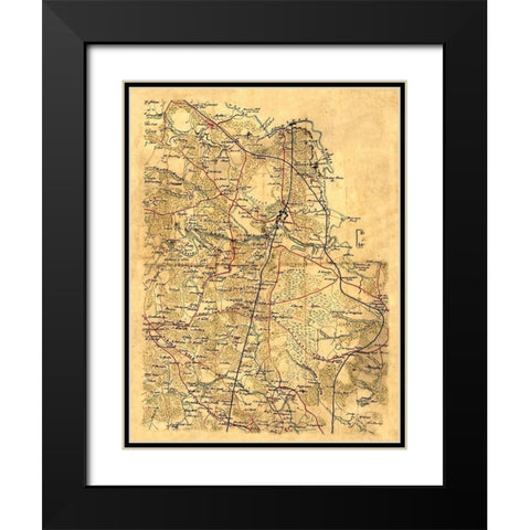 Hanover County Virginia - 1860 Black Modern Wood Framed Art Print with Double Matting by Unknown