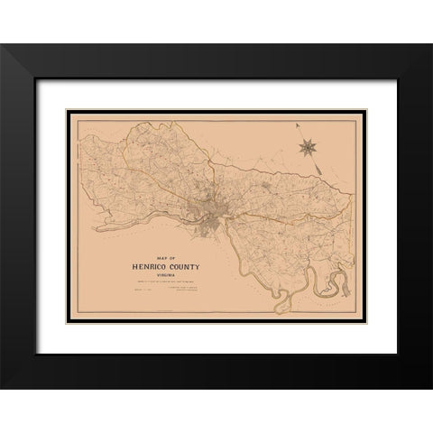Henrico County Virginia - Crawford 1901 Black Modern Wood Framed Art Print with Double Matting by Crawford