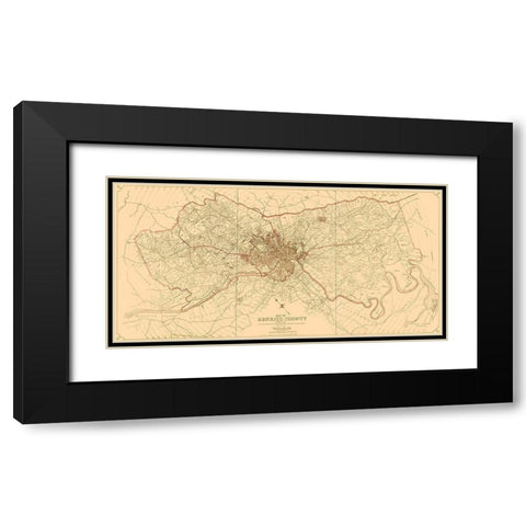 Henrico County Virginia - Crawford 1916 Black Modern Wood Framed Art Print with Double Matting by Crawford