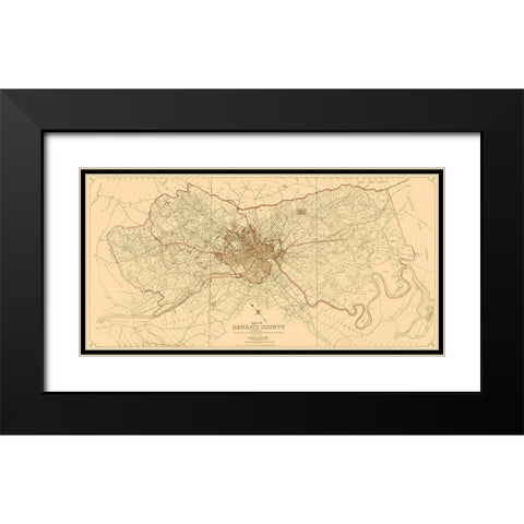 Henrico County Virginia - Crawford 1916 Black Modern Wood Framed Art Print with Double Matting by Crawford