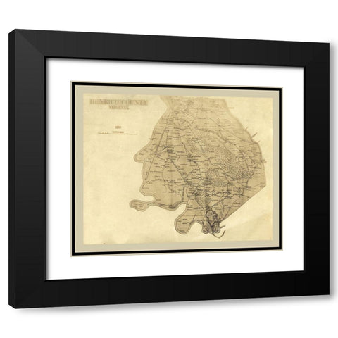 Henrico County Virginia - 1862 Black Modern Wood Framed Art Print with Double Matting by Unknown