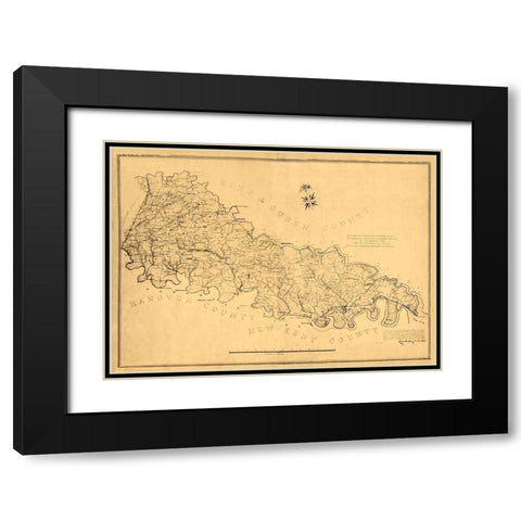 King William County Virginia - Gilmer 1865 Black Modern Wood Framed Art Print with Double Matting by Gilmer