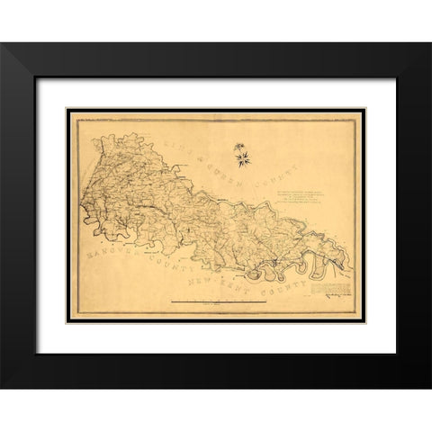 King William County Virginia - Gilmer 1865 Black Modern Wood Framed Art Print with Double Matting by Gilmer