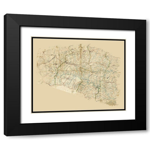 Louisa County Virginia - 1860 Black Modern Wood Framed Art Print with Double Matting by Unknown
