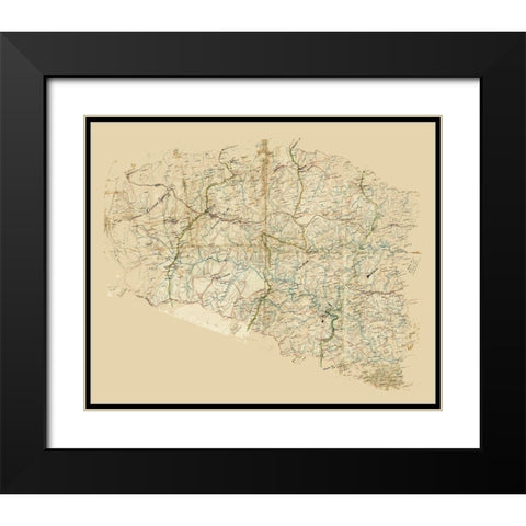 Louisa County Virginia - 1860 Black Modern Wood Framed Art Print with Double Matting by Unknown