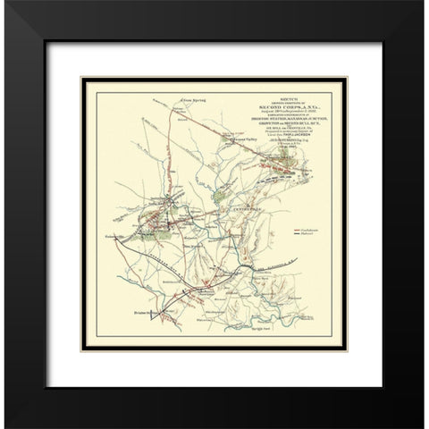 Second Corps Bristoe Station Manassas Junction Black Modern Wood Framed Art Print with Double Matting by Hotchkiss