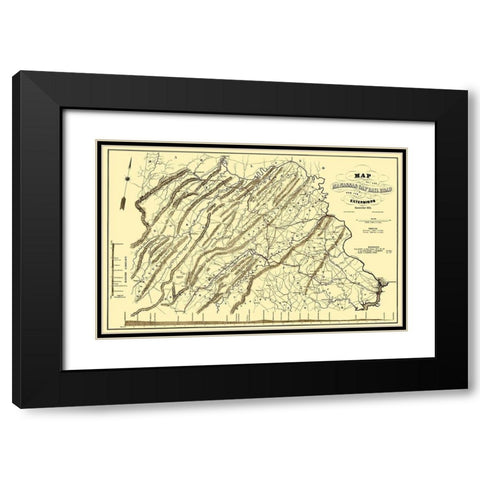 Manassas Gap Railroad - Hoen 1855 Black Modern Wood Framed Art Print with Double Matting by Hoen