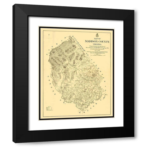Madison County Virginia - Hotchkiss 1866 Black Modern Wood Framed Art Print with Double Matting by Hotchkiss