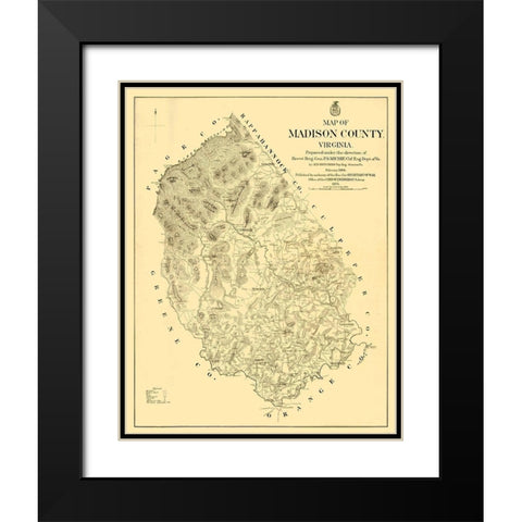 Madison County Virginia - Hotchkiss 1866 Black Modern Wood Framed Art Print with Double Matting by Hotchkiss