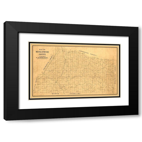 Macklenburg County Virginia - Hotchkiss 1860 Black Modern Wood Framed Art Print with Double Matting by Hotchkiss