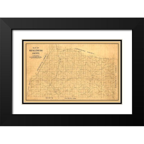 Macklenburg County Virginia - Hotchkiss 1860 Black Modern Wood Framed Art Print with Double Matting by Hotchkiss