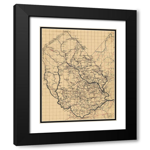 Madison County Virginia - 1860 Black Modern Wood Framed Art Print with Double Matting by Unknown