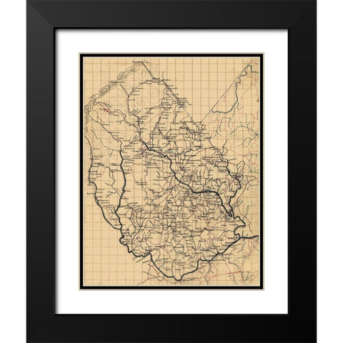 Madison County Virginia - 1860 Black Modern Wood Framed Art Print with Double Matting by Unknown