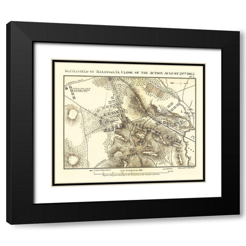 Manassas Virginia - Bowen 1866 Black Modern Wood Framed Art Print with Double Matting by Bowen