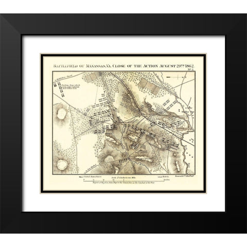Manassas Virginia - Bowen 1866 Black Modern Wood Framed Art Print with Double Matting by Bowen
