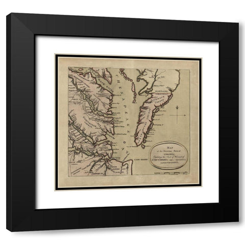 Maritime Parts of Virginia - Dunmore 1776 Black Modern Wood Framed Art Print with Double Matting by Dunmore
