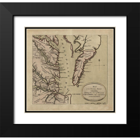 Maritime Parts of Virginia - Dunmore 1776 Black Modern Wood Framed Art Print with Double Matting by Dunmore