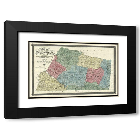 Mecklandburg County Virginia - Finch 1870 Black Modern Wood Framed Art Print with Double Matting by Finch