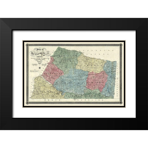 Mecklandburg County Virginia - Finch 1870 Black Modern Wood Framed Art Print with Double Matting by Finch