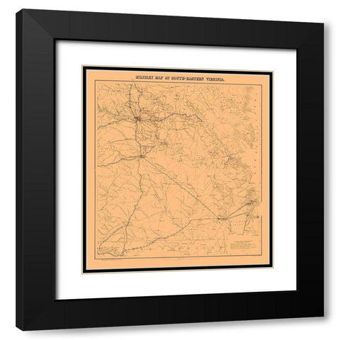 Military Map South-Eastern Virginia - 1862 Black Modern Wood Framed Art Print with Double Matting by Unknown
