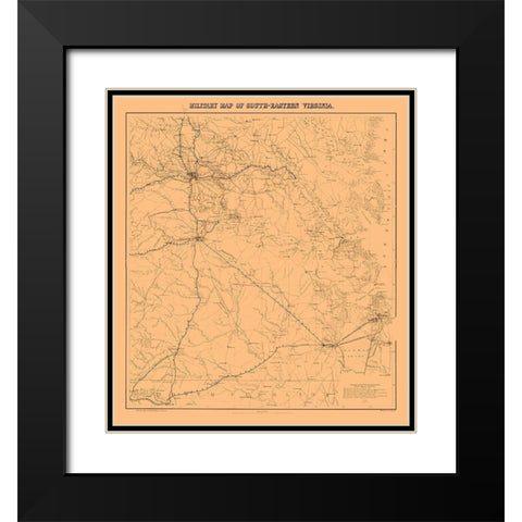 Military Map South-Eastern Virginia - 1862 Black Modern Wood Framed Art Print with Double Matting by Unknown