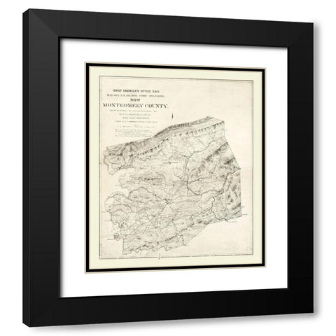 Montgomery County Virginia - Gilmer 1864 Black Modern Wood Framed Art Print with Double Matting by Gilmer