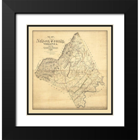 Nelson County Virginia - Hotchkiss 1866 Black Modern Wood Framed Art Print with Double Matting by Hotchkiss