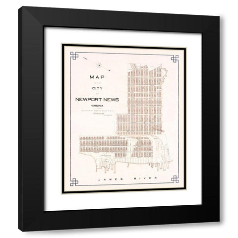 Newport News Virginia - Fitchett 1910 Black Modern Wood Framed Art Print with Double Matting by Fitchett
