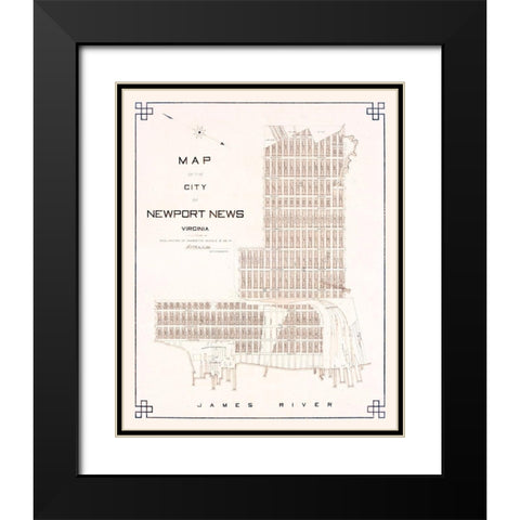 Newport News Virginia - Fitchett 1910 Black Modern Wood Framed Art Print with Double Matting by Fitchett