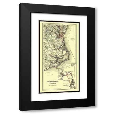 Norfolk, Albemarle, Atlantic Railroad Connections Black Modern Wood Framed Art Print with Double Matting by Colton
