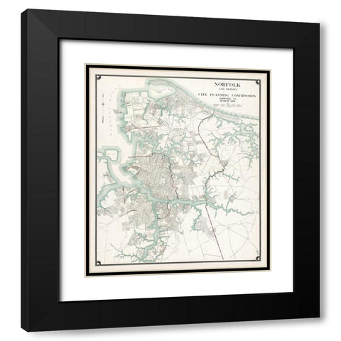 Norfolk Virginia - 1921 Black Modern Wood Framed Art Print with Double Matting by Unknown