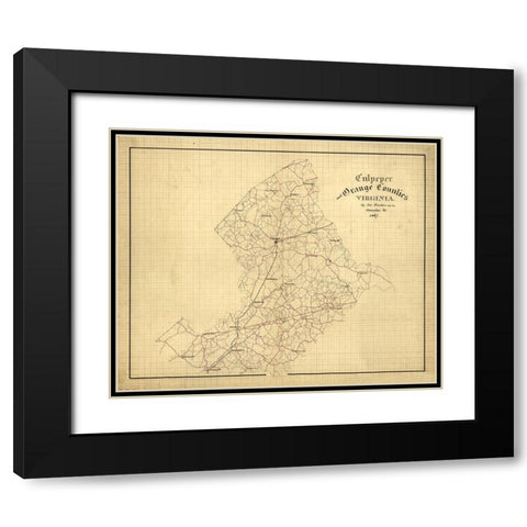Orange County Virginia - Hotchkiss 1867 Black Modern Wood Framed Art Print with Double Matting by Hotchkiss