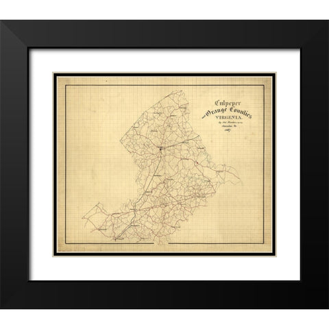 Orange County Virginia - Hotchkiss 1867 Black Modern Wood Framed Art Print with Double Matting by Hotchkiss