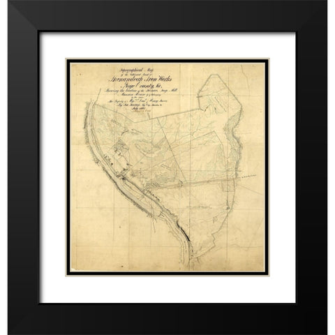 Page County Virginia - Hotchkifs 1865 Black Modern Wood Framed Art Print with Double Matting by Hotchkifs