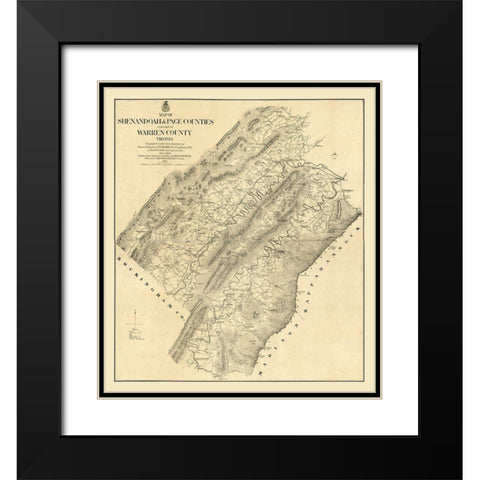 Page County Virginia - Michie 1875 Black Modern Wood Framed Art Print with Double Matting by Michie