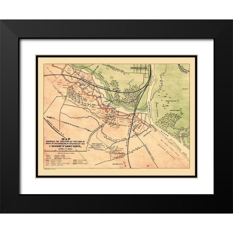 Petersburg Virginia - 1866 Black Modern Wood Framed Art Print with Double Matting by Unknown