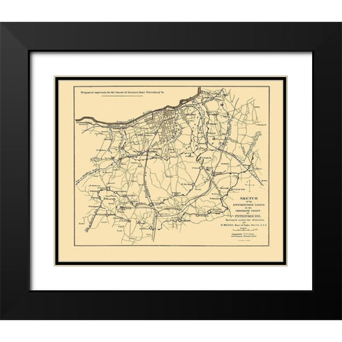 Petersburg Virginia - Michler 1865 Black Modern Wood Framed Art Print with Double Matting by Michler