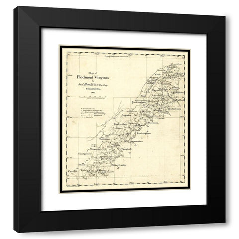 Piedmont Virginia - Hotchkiss 1873 Black Modern Wood Framed Art Print with Double Matting by Hotchkiss