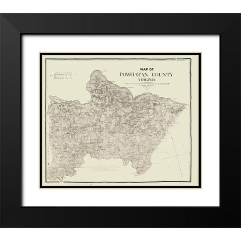 Powhatan County Virginia - Campbell 1864 Black Modern Wood Framed Art Print with Double Matting by Cambell