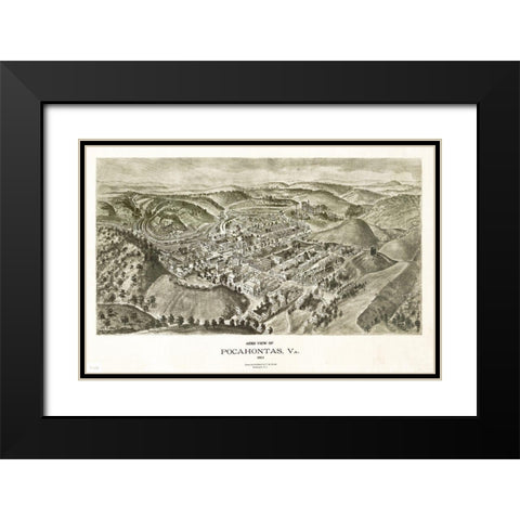 Pocahontas Virginia - Fowler 1911 Black Modern Wood Framed Art Print with Double Matting by Fowler