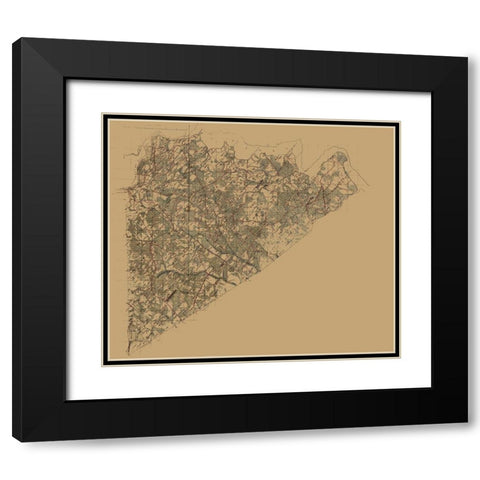 Prince George County Virginia - 1864 Black Modern Wood Framed Art Print with Double Matting by Unknown